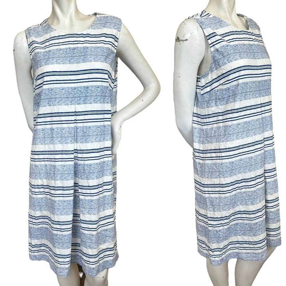 J Mc. Laughlin White & Blue Striped Sleeveless Mini Dress Tracy Size Large